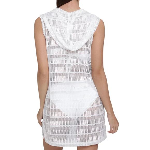 J Valdi Women’s Sleeveless Hooded Tunic Swimsuit Cover Up White Size S - Picture 2 of 2